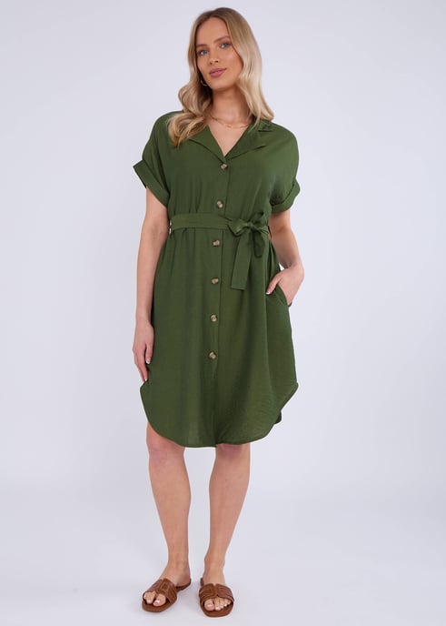 Khakifarbenes Utility-Hemdkleid mit Gürtel und Übergröße aus Viskose - Image 4