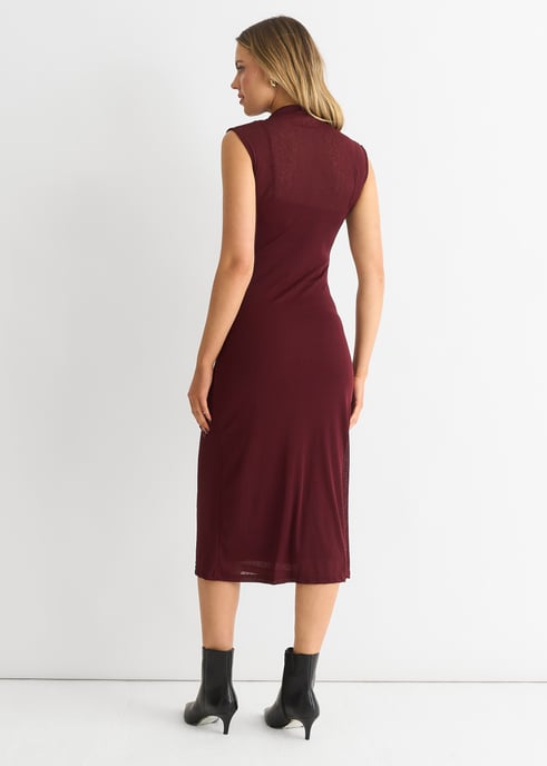 Einfarbiges Midikleid aus gerafftem Jersey - Image 2