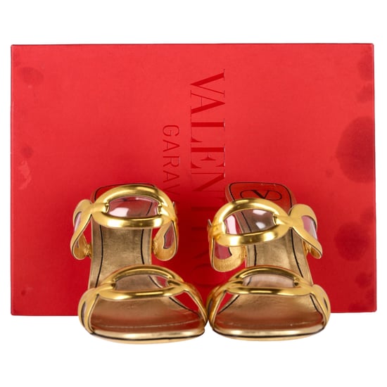 Valentino Kette 1967 110mm Pantoletten aus goldfarbenem Leder - Image 2