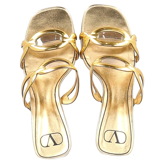 Valentino Kette 1967 110mm Pantoletten aus goldfarbenem Leder - Image 4
