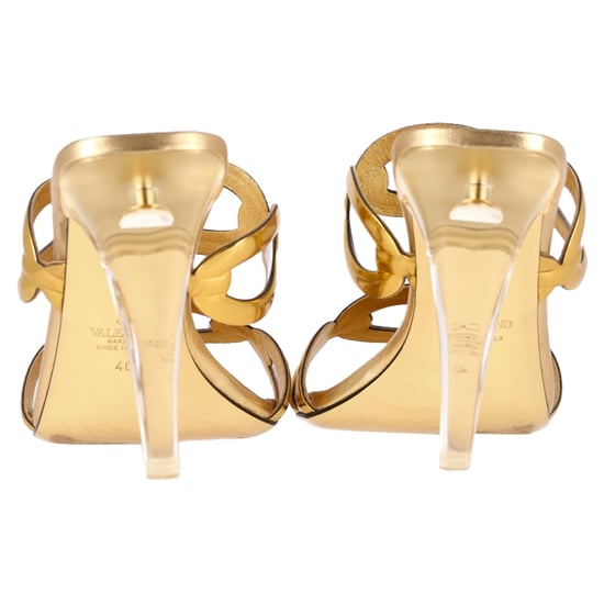 Valentino Kette 1967 110mm Pantoletten aus goldfarbenem Leder - Image 6