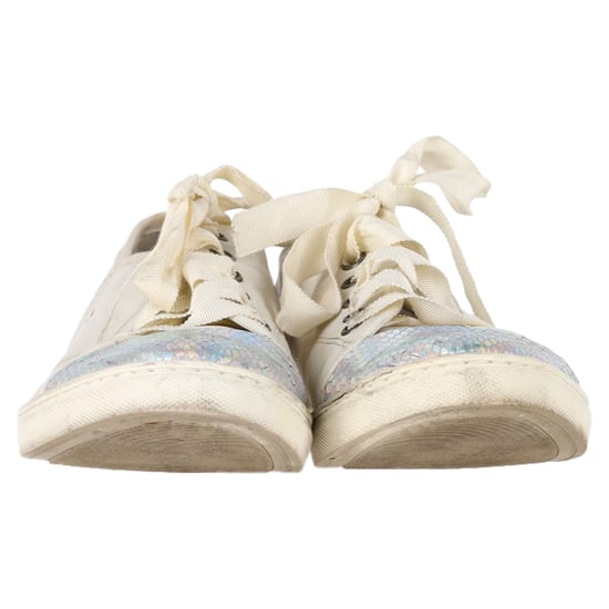 Lanvin Sneakers mit Schlangenleder-Effekt und Cap Toe aus weißem Leder - Image 2