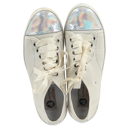 Lanvin Sneakers mit Schlangenleder-Effekt und Cap Toe aus weißem Leder - Image 3