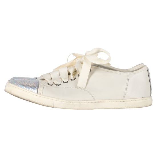 Lanvin Sneakers mit Schlangenleder-Effekt und Cap Toe aus weißem Leder - Image 4