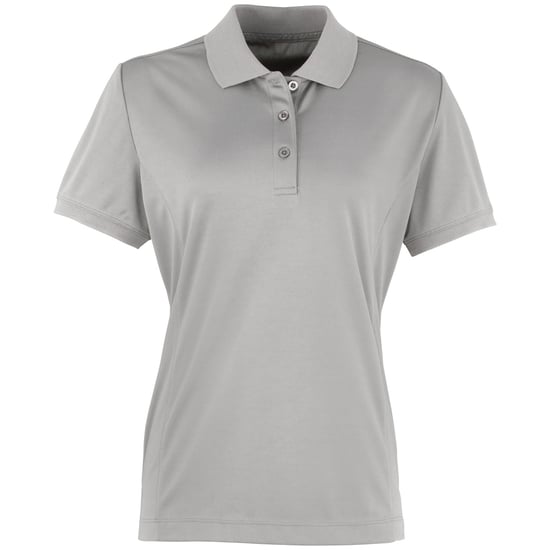 Premier Damen Coolchecker Piqué Polo-Shirt / Polohemd, Kurzarm (Silber) - Image 1
