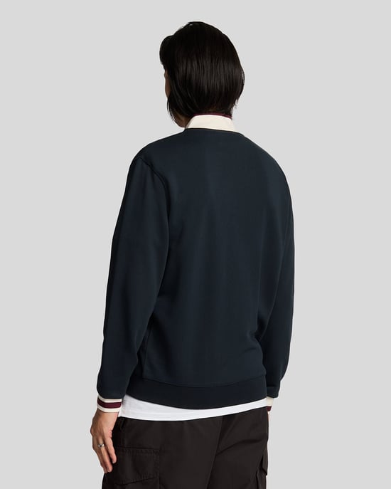 Lyle & Scott – Jersey-Bomberjacke mit halbhohem Rand – Marineblau - Image 3