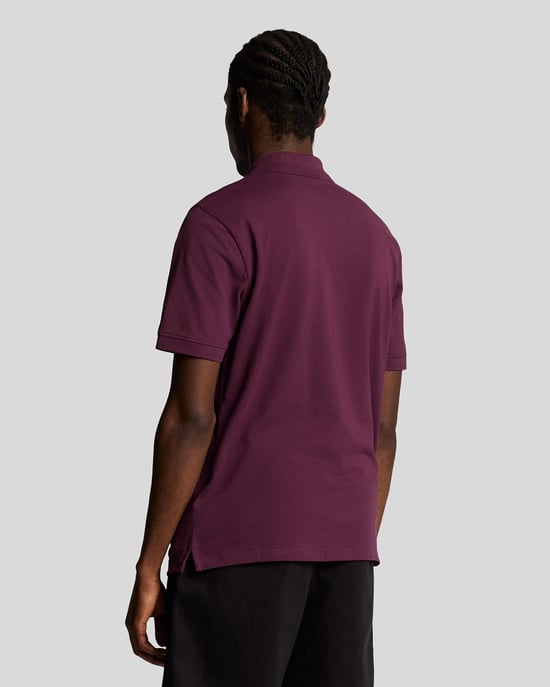 Lyle & Scott Branded Chest Logo Weavers Claret Burgundy Poloshirt - Image 3