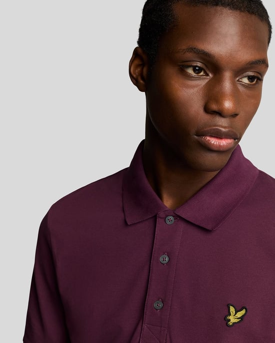 Lyle & Scott Branded Chest Logo Weavers Claret Burgundy Poloshirt - Image 4