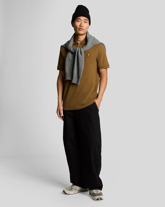Lyle & Scott Branded Chest Logo Wild Nettle Brown Poloshirt - Image 2