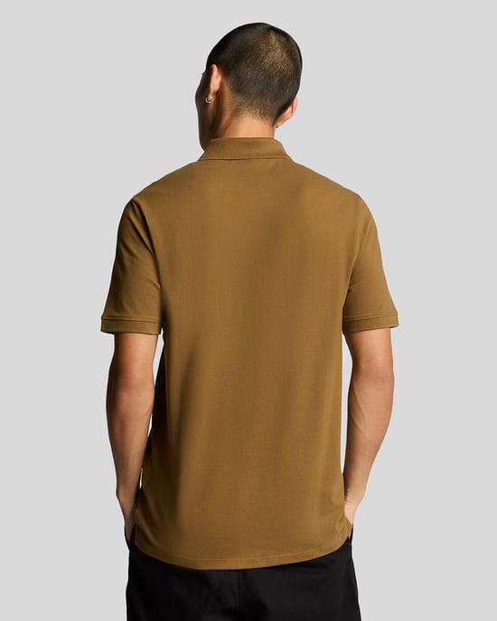 Lyle & Scott Branded Chest Logo Wild Nettle Brown Poloshirt - Image 3