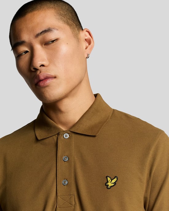 Lyle & Scott Branded Chest Logo Wild Nettle Brown Poloshirt - Image 4