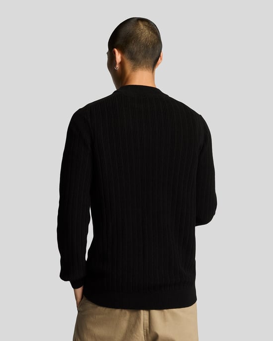 Lyle & Scott Gerippter Pullover mit Stehkragen - Schwarz - Image 3