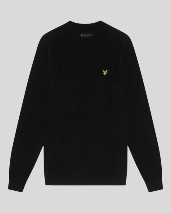 Lyle & Scott Gerippter Pullover mit Stehkragen - Schwarz - Image 5