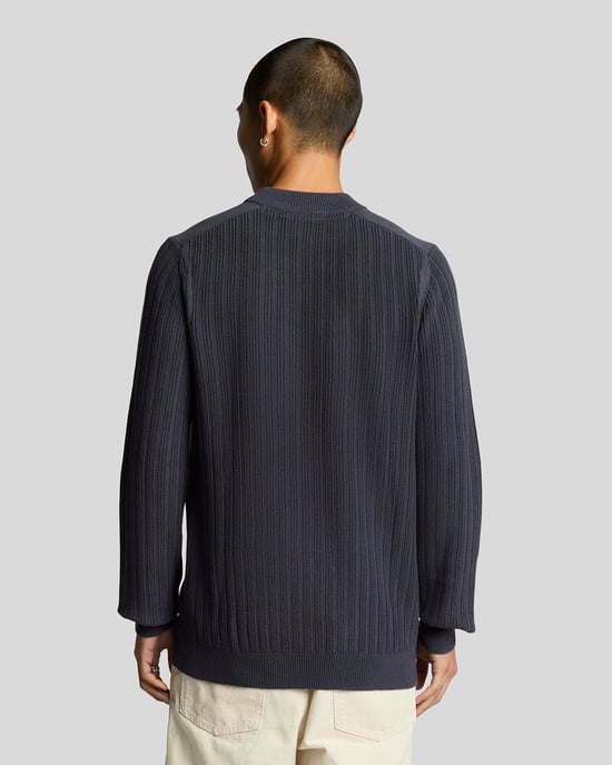 Lyle & Scott Gerippter Pullover mit Stehkragen - Marineblau - Image 3