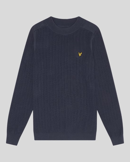 Lyle & Scott Gerippter Pullover mit Stehkragen - Marineblau - Image 5