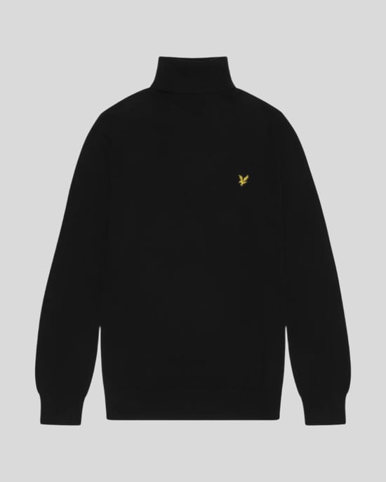 Lyle & Scott Baumwolle-Merino Rollkragenpullover - Schwarz - Image 1