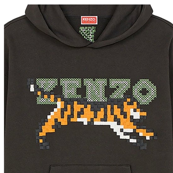 Kenzo Paris Digital Tiger Design Schwarzer Kapuzenpullover - Image 3
