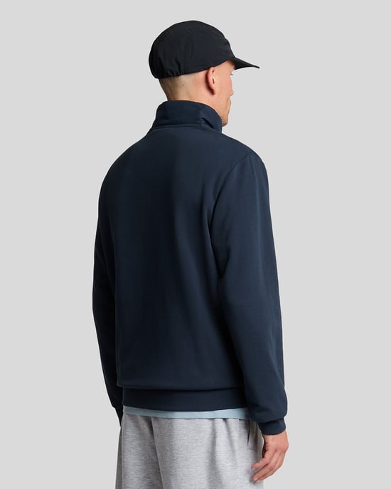 Lyle & Scott Hybrid Quilted Navy Blue Half-Zip Sweatshirt - Image 3