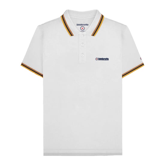 Lambretta - "SS25" Poloshirt für Herren (Weiß/Tabak/Marineblau/Gold) - Image 1
