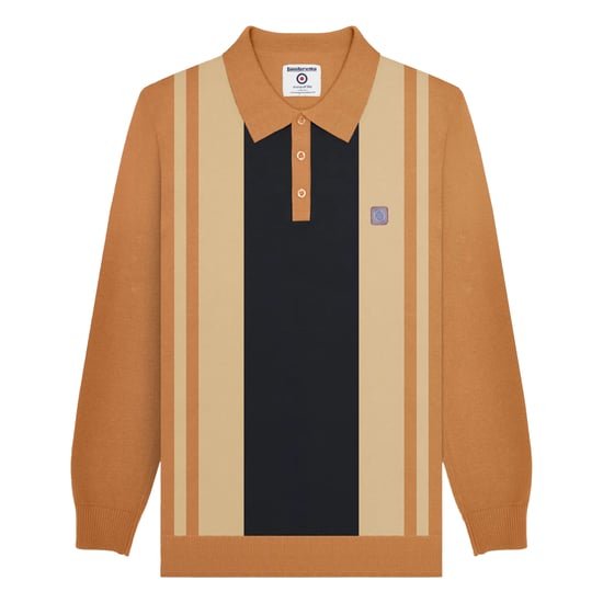 Lambretta - "AW24" Poloshirt Verkleidet für Herren Langärmlig (Tabak) - Image 1