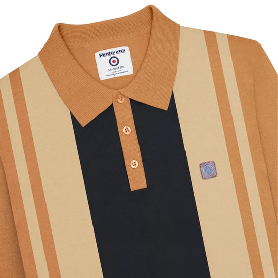Lambretta - "AW24" Poloshirt Verkleidet für Herren Langärmlig (Tabak) - Image 3