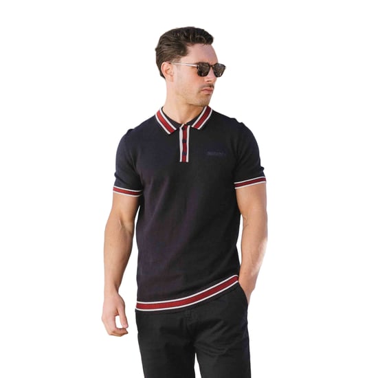 Lambretta - "Valero" Poloshirt Mit kontrastfarbenen Streifen für Herren kurzärmlig (Marineblau) - Image 3