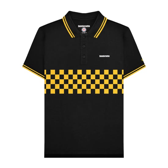 Lambretta - "SS25" Poloshirt Mit kontrastfarbenen Streifen für Herren (Schwarz/Gold) - Image 1