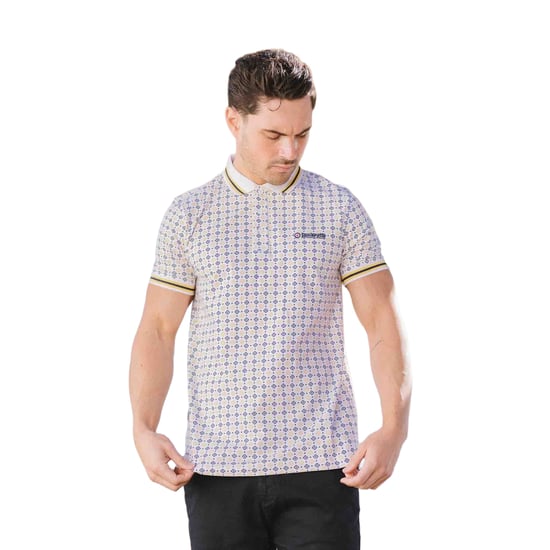 Lambretta - "SS25" Poloshirt für Herren (Weiß/Marineblau/Gold) - Image 3