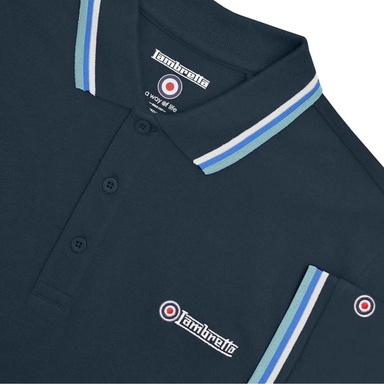 Lambretta - "SS25" Poloshirt für Herren (Marineblau/Weiß/Blau/Rauchblau) - Image 3