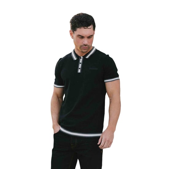 Lambretta - "Valero" Poloshirt Mit kontrastfarbenen Streifen für Herren kurzärmlig (Schwarz) - Image 3