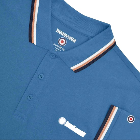 Lambretta - "SS25" Poloshirt für Herren (Dunkelblau/Weiß/Kork/Marineblau) - Image 3