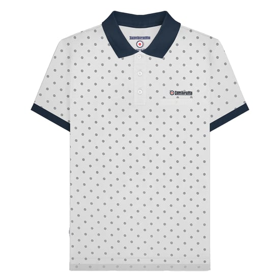 Lambretta - "AW24" Poloshirt für Herren (Weiß/Marineblau) - Image 1