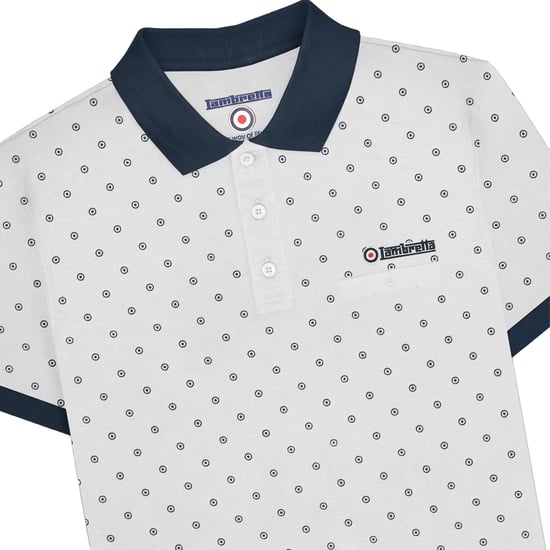 Lambretta - "AW24" Poloshirt für Herren (Weiß/Marineblau) - Image 3