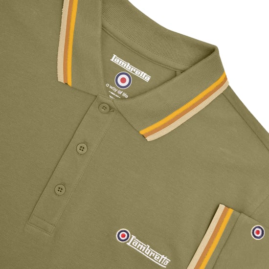 Lambretta - Poloshirt für Herren (Khakigrün/Tabak/Cremefarbe) - Image 3