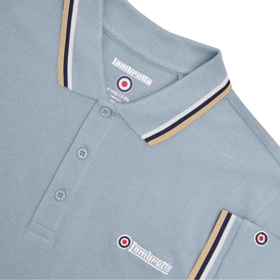 Lambretta - "SS25" Poloshirt für Herren (Blau/Weiß/Marineblau/Cremefarbe) - Image 3
