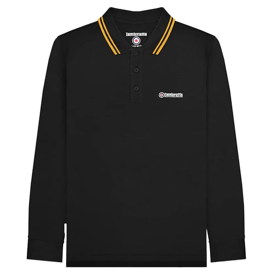 Lambretta - Poloshirt Mit kontrastfarbenen Streifen für Herren Langärmlig (Schwarz) - Image 1