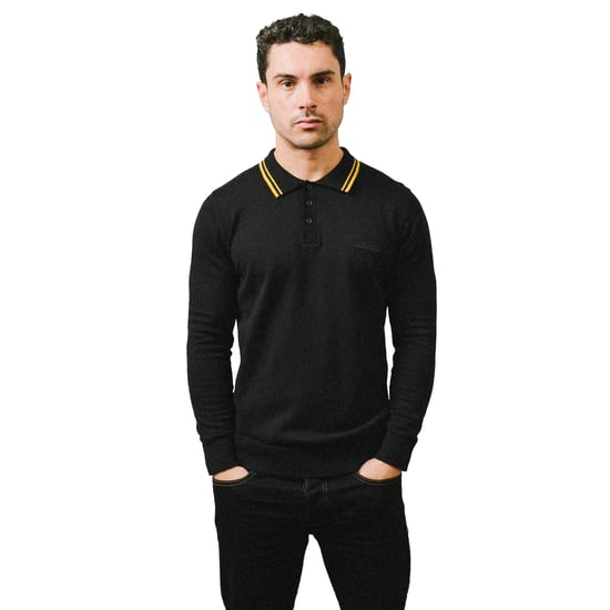 Lambretta - Poloshirt Mit kontrastfarbenen Streifen für Herren Langärmlig (Schwarz) - Image 3