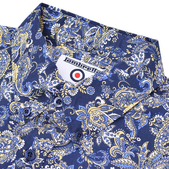 Lambretta - Hemd für Herren kurzärmlig (Marineblau/Weiß) - Image 3