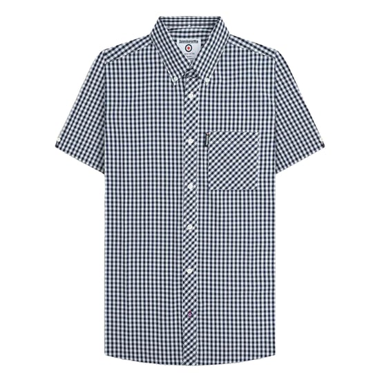 Lambretta Herren SS25 Karierter Hemd (Marineblau/Weiß) - Image 1