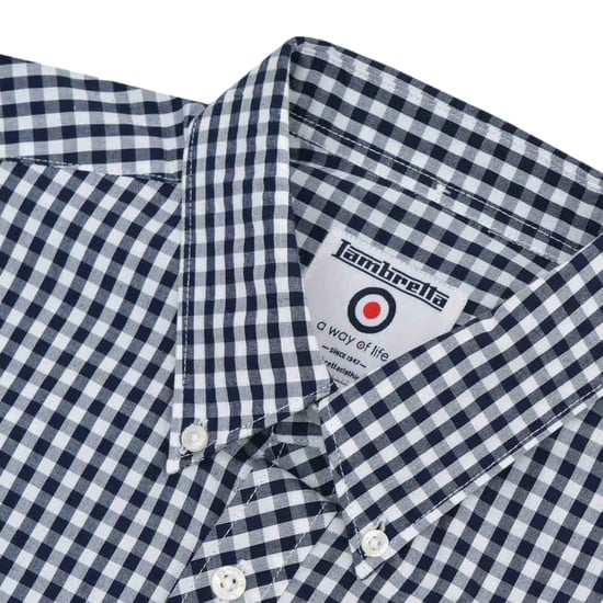 Lambretta Herren SS25 Karierter Hemd (Marineblau/Weiß) - Image 3