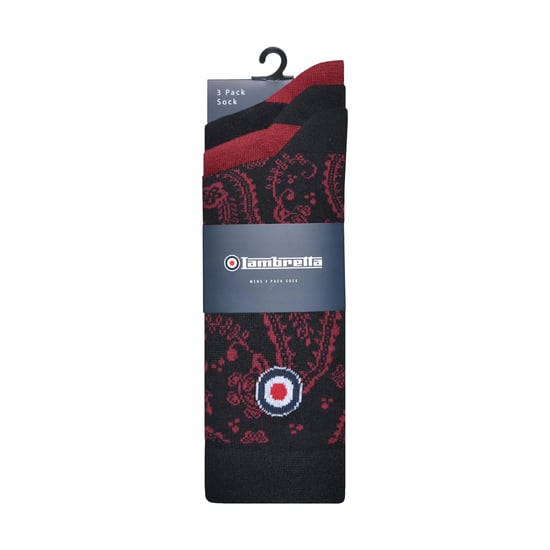 Lambretta - Socken für Herren(3er-Pack) (Schwarz/Burgunderrot) - Image 2