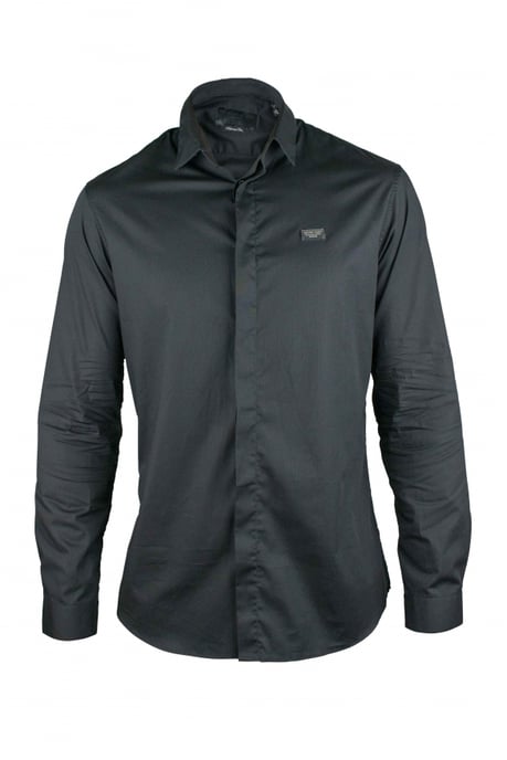 Philipp Plein Diamond Cut LS Iconic Hemd Schwarz - Image 1