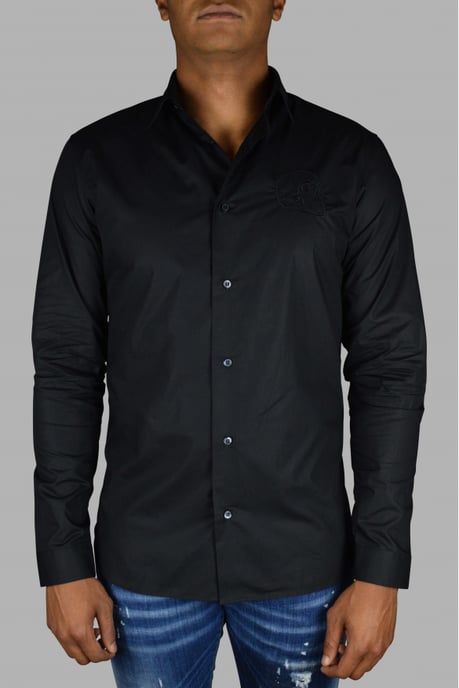 Philipp Plein Gold Cut LS Skull Hemd Schwarz - Image 2