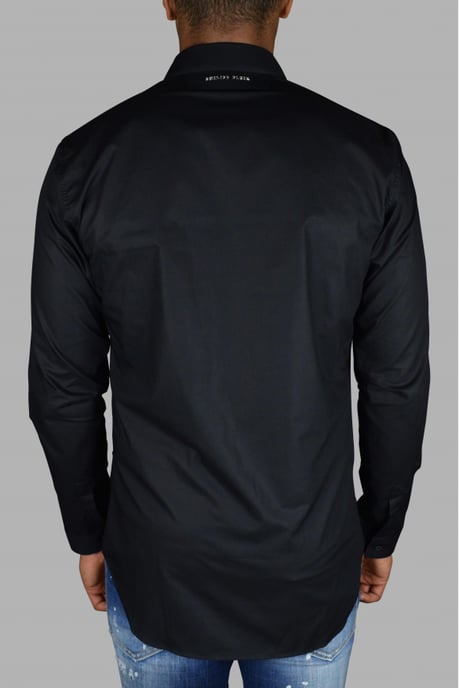 Philipp Plein Gold Cut LS Skull Hemd Schwarz - Image 4