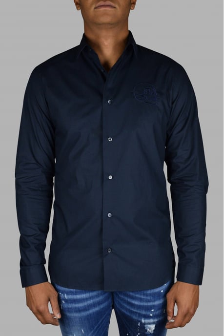 Philipp Plein Gold Cut LS Skull Hemd Blau - Image 2