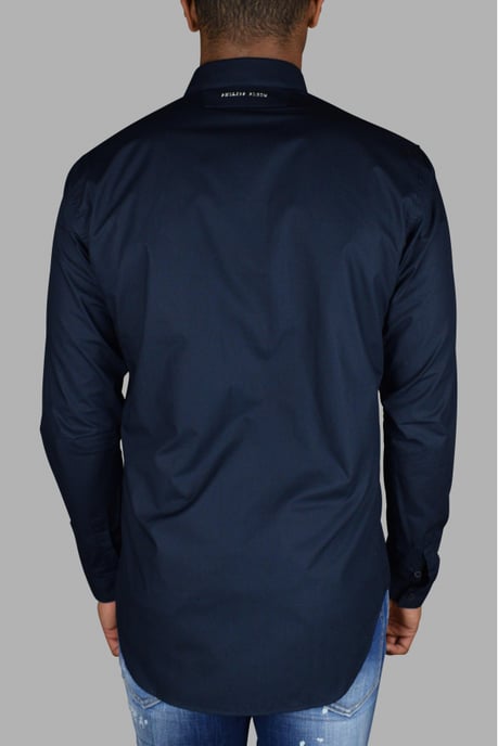 Philipp Plein Gold Cut LS Skull Hemd Blau - Image 4