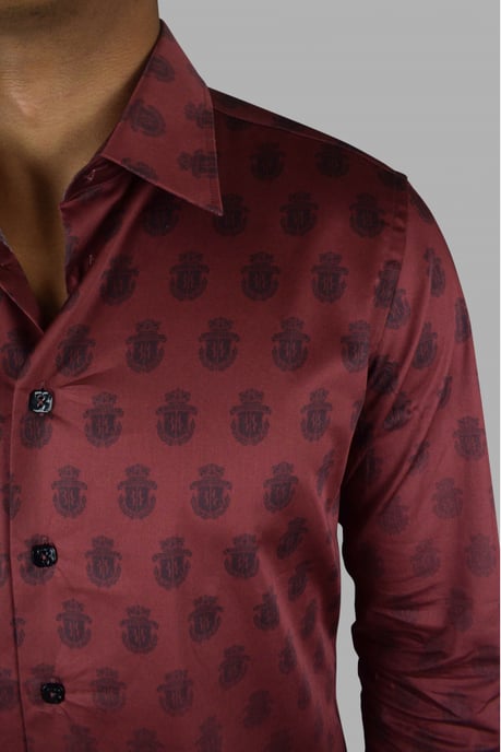 Billionaire LS Milano All over Hemd Bordeaux Bordeaux - Image 3