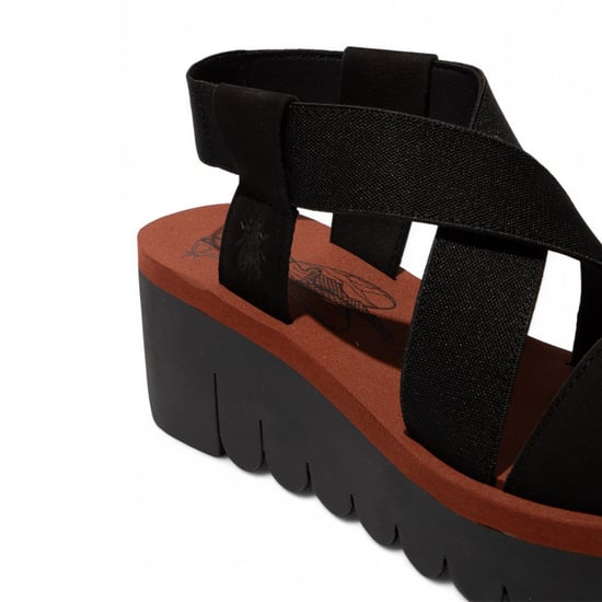Fly London YABI922FLY Damen-Sandalen Cupido aus schwarzem Ziegelsteinleder mit Plateau-Wedges - Image 4