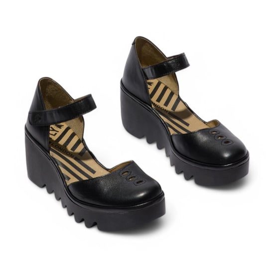Fly London Damen BISO305FLY Keilsandalen Espadrille Riemchen Heels in Schwarz - Image 2