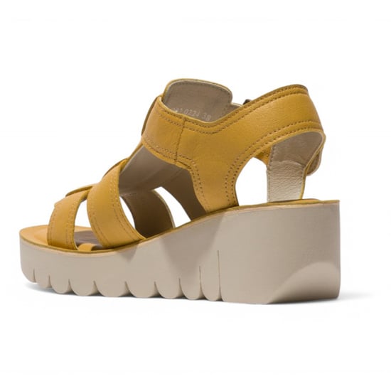 Fly London Damen YUDD236FLY Bumblebee Gelbe Ledersandalen Espadrille Plateau Wedges - Image 3